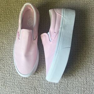 Pink vans classic slip on platforms
